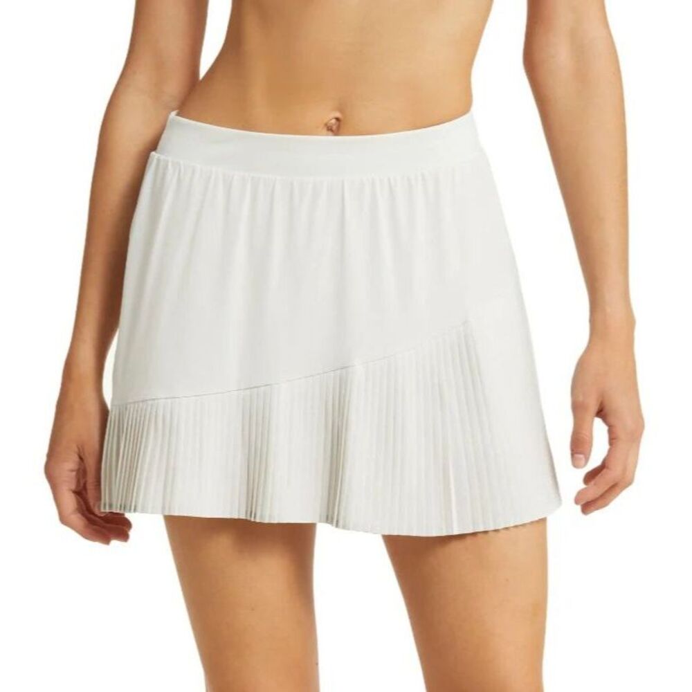 SPANX Yes Pleats Athletic Mini Pleated Skort Skirt Tennis Ivory White XL